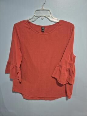 Emery Rose Women's Long Sleeve Ruffle Sleeve Top, Size Large